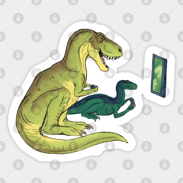 Gamer-Saurus Sticker by SakuraDragon